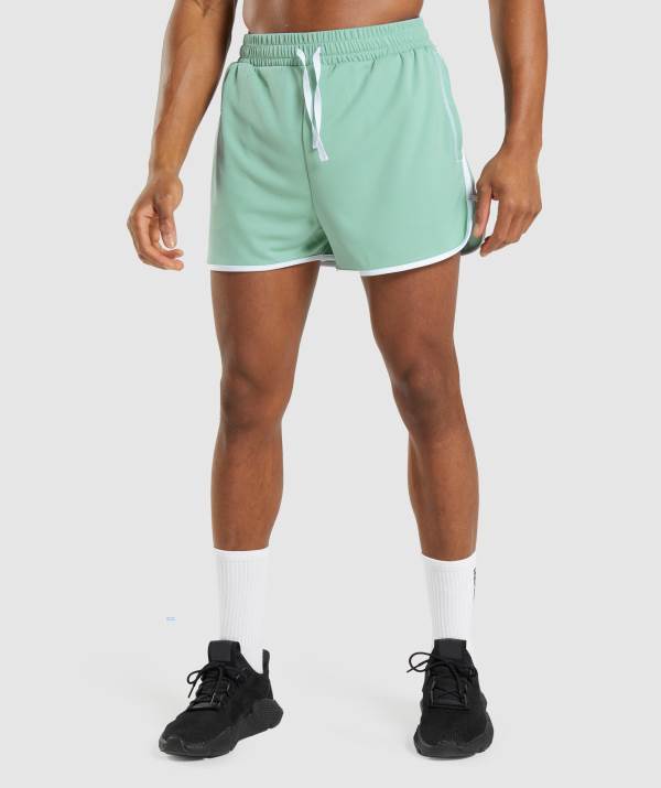 Panske Šortky Gymshark Recess 3" Biele Modre | HR7034592